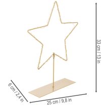 Article Étoile décorative en métal avec 50 LED, 33 cm, dorée, pour usage intérieur