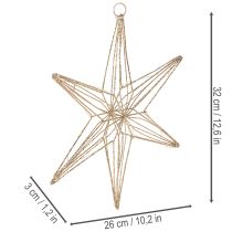 Article Étoile LED décorative en fil métallique doré à suspendre 32 cm