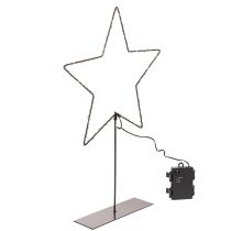 Article Étoile LED en métal noir avec socle, 46 cm, éclairage à piles