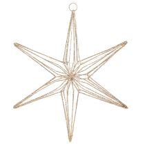 Article Décoration étoile LED suspendue en fil métallique doré avec 40 LEDs blanc chaud, 42 cm