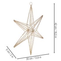 Article Étoile LED décorative en fil doré avec 40 LED, lumière chaude, 42 cm, usage intérieur