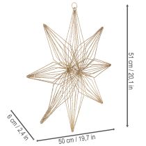 Article Étoile décorative LED en fil métallique à suspendre, 51 cm, dorée, usage intérieur