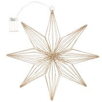 Article Étoile décorative LED en fil métallique à suspendre, 51 cm, dorée, usage intérieur