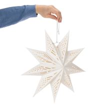 Article Étoile de Noël LED à Suspendre Blanc Chaud Papier Intérieur 38cm