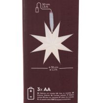 Article Étoile LED à suspendre en plastique avec minuterie, lumière blanc chaud, 38 cm