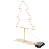 Article Silhouette de sapin de Noël en métal doré avec 60 LED, 37 cm