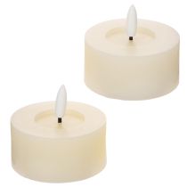 Article Lot de 2 bougies LED en cire véritable effet vacillant avec minuterie, blanc chaud, Ø 7 cm