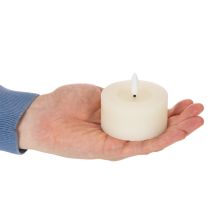 Article Lot de 2 bougies LED en cire véritable effet vacillant avec minuterie, blanc chaud, Ø 7 cm