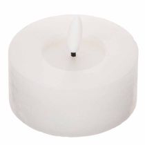 Article Lot de 2 bougies chauffe-plat LED en cire véritable blanche, 7 x 6 cm, lumière blanc chaud et minuterie