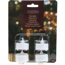 Article Bougies Chauffe-Plat LED Effet Flamme Bougies Artificielles avec Minuterie Blanc Chaud Ø3.6cm Lot de 4