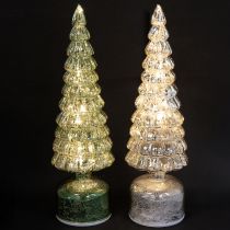 Article Sapin de Noël LED rotatif vert argenté H34cm 2 pcs