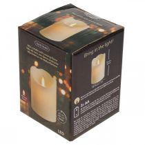 Article Bougie LED bougie pilier cire blanc chaud Ø7.5cm H10cm