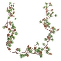 Article Guirlande artificielle de mélèze avec pommes de pin et branches d’aiguilles, 120 cm