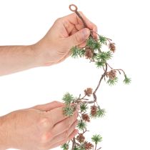 Article Guirlande artificielle de mélèze avec pommes de pin et branches d’aiguilles, 120 cm