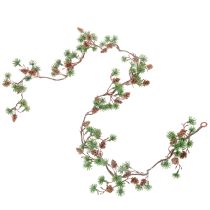 Article Guirlande artificielle de mélèze avec pommes de pin et branches d’aiguilles, 120 cm