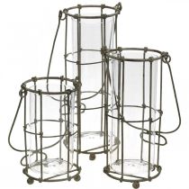 Article Lanterne de jardin, lanterne métal Ø8.5cm H23/18.5/14.5cm lot de 3