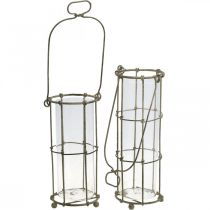 Lanterne de jardin, lanterne métal Ø8.5cm H23/18.5/14.5cm lot de 3