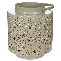 Article Lanterne en métal avec motif étoilé vert 31 cm