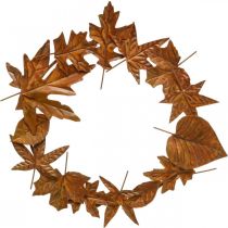 Couronne de feuilles, rouille noble, décoration en métal, couronne, décoration d&#39;automne, fleuriste commémorative Ø29cm