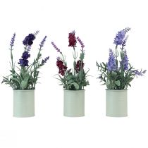 Article Lavande en Pot Artificielle Violet Rose Violet Clair H26cm 3pcs