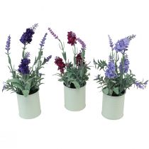 Article Lavande en Pot Artificielle Violet Rose Violet Clair H26cm 3pcs