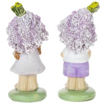 Article Figurine décorative représentant un garçon et une fille fleuris dans un pot de lavande, pour le salon et le jardin, 10 cm, lot de 2.