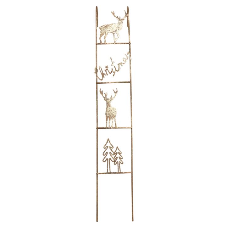 Article Décoration suspendue échelle dorée avec cerfs et sapins - Noël vintage - 42,5×7×4 cm