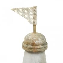 Phare en Bois Déco Bois Maritime Rouge Blanc H30.5cm