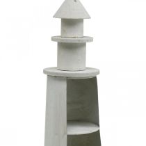 Article Phare décoratif en bois et métal crème 41,5 cm avec étagères
