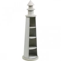 Article Phare Shabby Chic Crème Décoration Été Maritime Ø14,5cm H51cm
