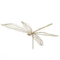 Article Bouchon de fleur décoratif en métal libellule été doré W28cm 2pcs