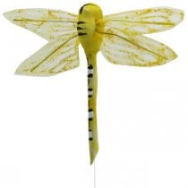Décoration d&#39;été, libellules sur fil, insectes décoratifs jaune, vert, bleu L10,5cm 6pcs