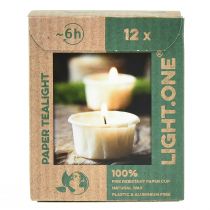 Article Light.one bougies chauffe-plat en papier naturel sans plastique végétalien 12 pcs