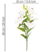 Article Lys décoratif artificiel 6 fleurs blanches 66 cm en plastique