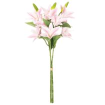 Article Lys artificiels sur tige pour décoration, 68 cm, lot de 3, rose et vert