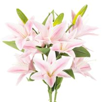 Article Lys artificiels sur tige pour décoration, 68 cm, lot de 3, rose et vert
