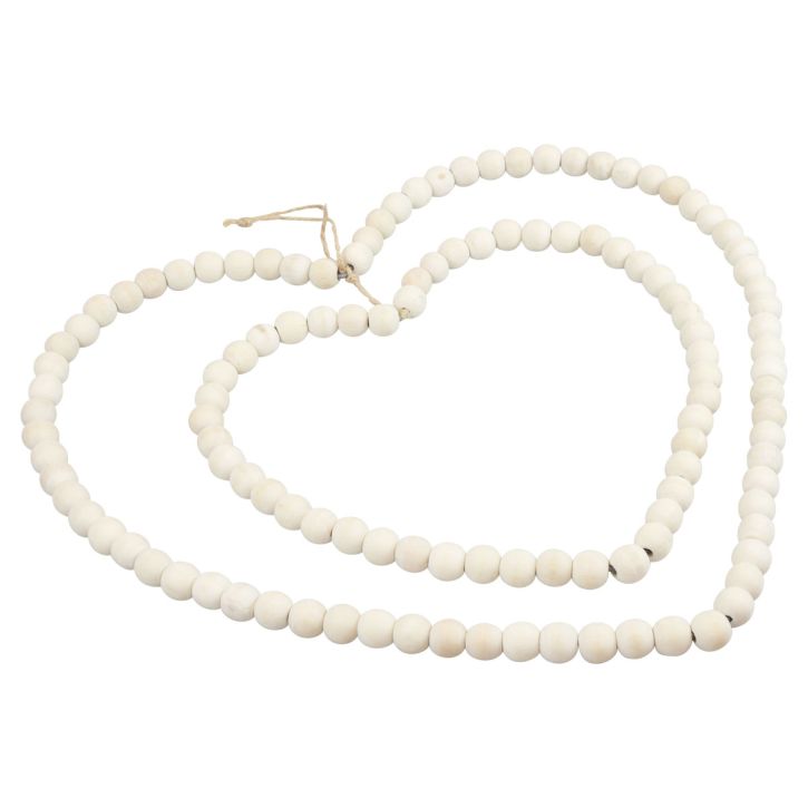 Boucle anneau décoratif coeur en perles de bois décoration à suspendre 38×40,5cm