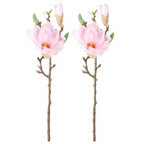 Article Fleur Artificielle Magnolia Rose Branche de Fleur Artificielle H40cm 2pcs