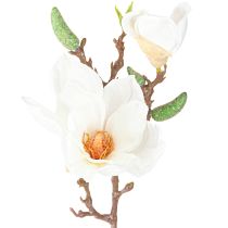 Magnolia Blanc Boutons De Fleurs Artificielles Décoration Branche H40cm 2pcs