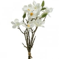 Branches de magnolia artificielles branche déco blanche H40cm 4pcs en bouquet