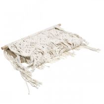 Article Suspension pour plantes en macramé style bohème, décoration à suspendre, décoration de fenêtre avec panneau suspendu fleuri, 40 x 15 cm, blanc naturel