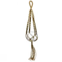 Panier suspendu en macramé vase en verre rond décoration à suspendre Ø13cm H75cm