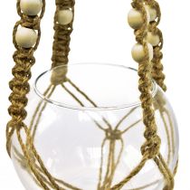 Panier suspendu en macramé vase en verre rond décoration à suspendre Ø13cm H75cm
