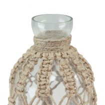 Article Vase décoratif en verre bouteille macramé jute naturel Ø10,5cm H26cm