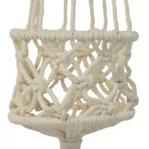 Article Décoration à suspendre macramé crème style bohème Ø12cm H79cm