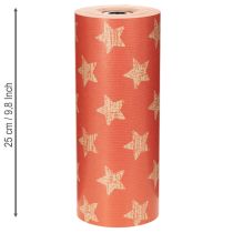 Article Rouleau de papier pour fleurs motif étoiles rouge 25 cm x 100 m