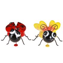 Article Coccinelle Abeille Décoration en Métal avec Aimant Assortiment 9,5 cm 2pcs