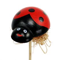 Article Coccinelle sur bâton en bois avec décoration en sisal 5cm 24 pcs