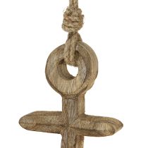 Article Ancre de décoration maritime en bois naturel à suspendre 19 cm