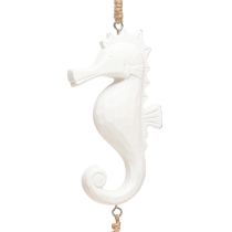 Article Guirlande Décoration Maritime Bois Flotté Coquillages Hippocampe Blanc 55cm